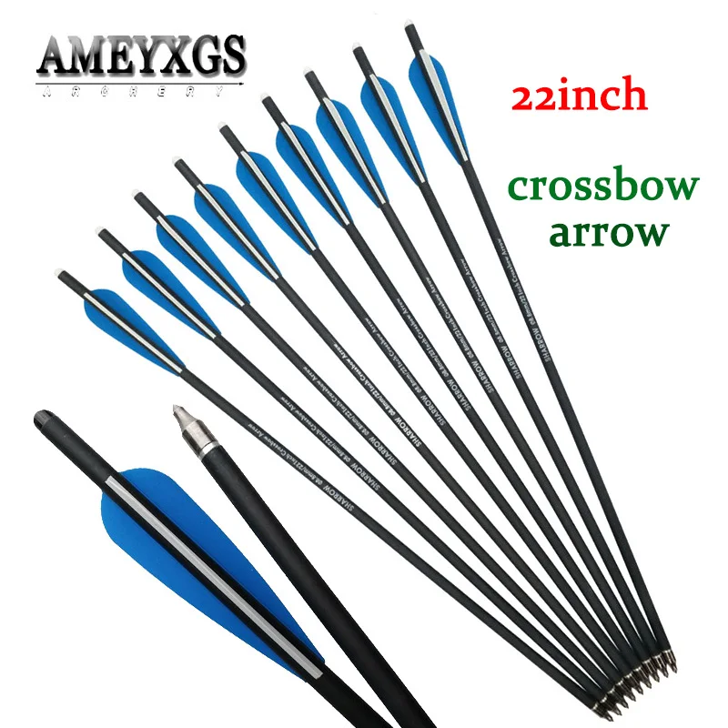 

12pcs 22inch Crossbow Arrow Composite Carbon Arrow Bolt Release Arrows Nock Tail For Crossbow Hunting Archery Accessories