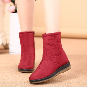 

women boots 2018 new winter women boots antislip waterproof flat ankle boots mother warm Fur plus size snow boots