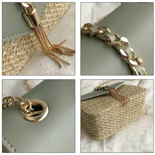 Women Bohemia Straw Bag Woven Rattan Handbag Crossbody Summer Beach Chain Bag Summer Bags For Women 2019 Beach Bags Handbags