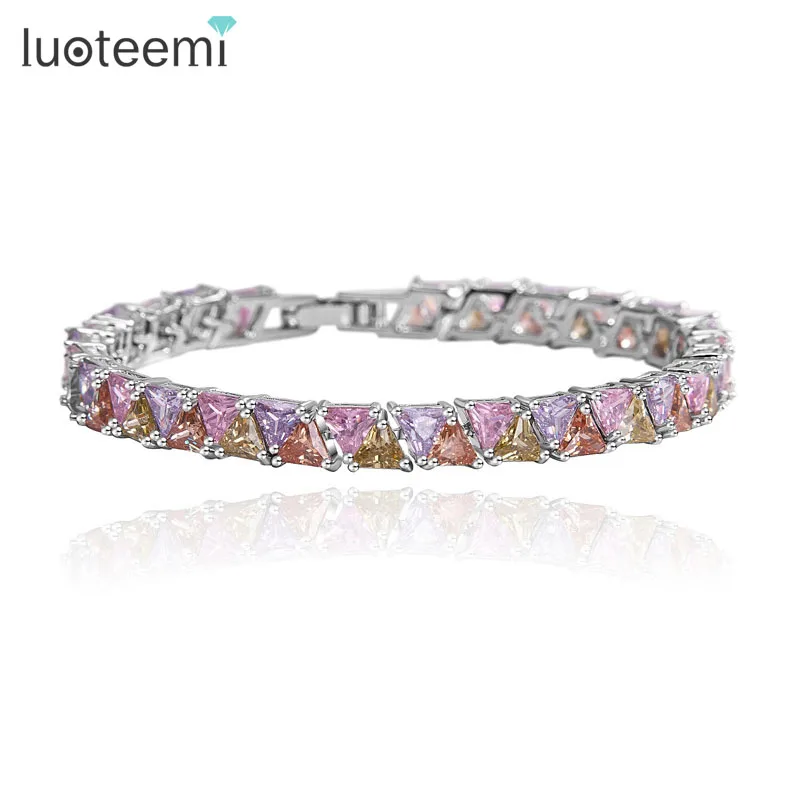 Luoteemi новая распродажа jewelry браслет Треугольники многоцветный AAA CZ высокое