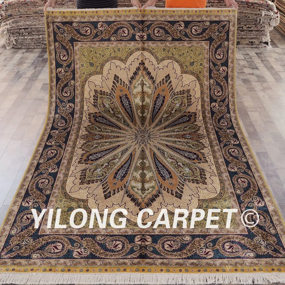 Yilong 6'x9' Hand Knotted Persian Carpets Exquisite Turkish Silk Rug
