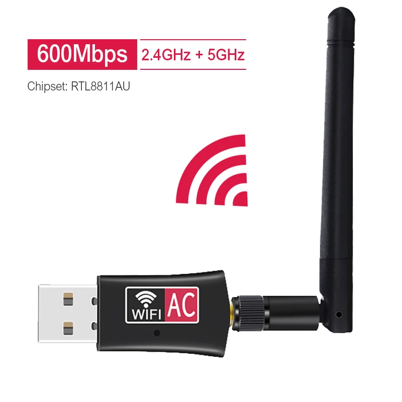AC600 Dual Band 600Mbps Wireless USB WiFi Network Adapter Card 2.4//5Ghz 802.11AC