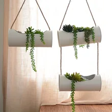 Hanging Planter Set Iron and Rope Modern Succulent Cactus Pots Decorative Display Double layer