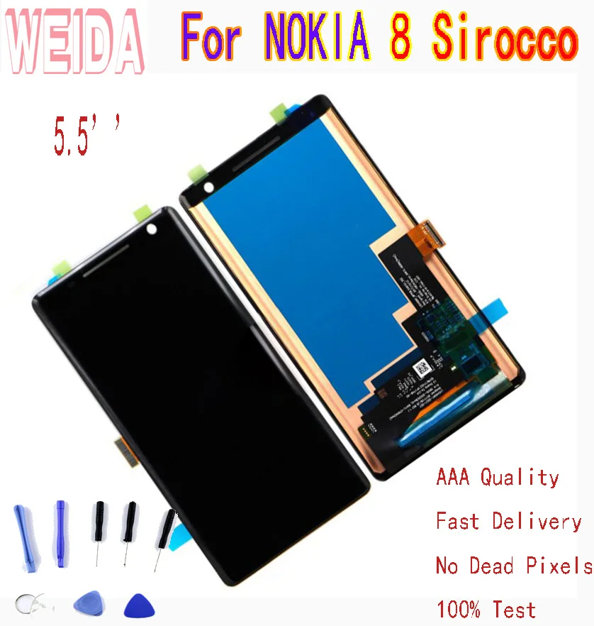 

WEIDA For NOKIA 8 Sirocco LCD Display Touch Screen Digitizer Assembly For Nokia 8S Display with Tool