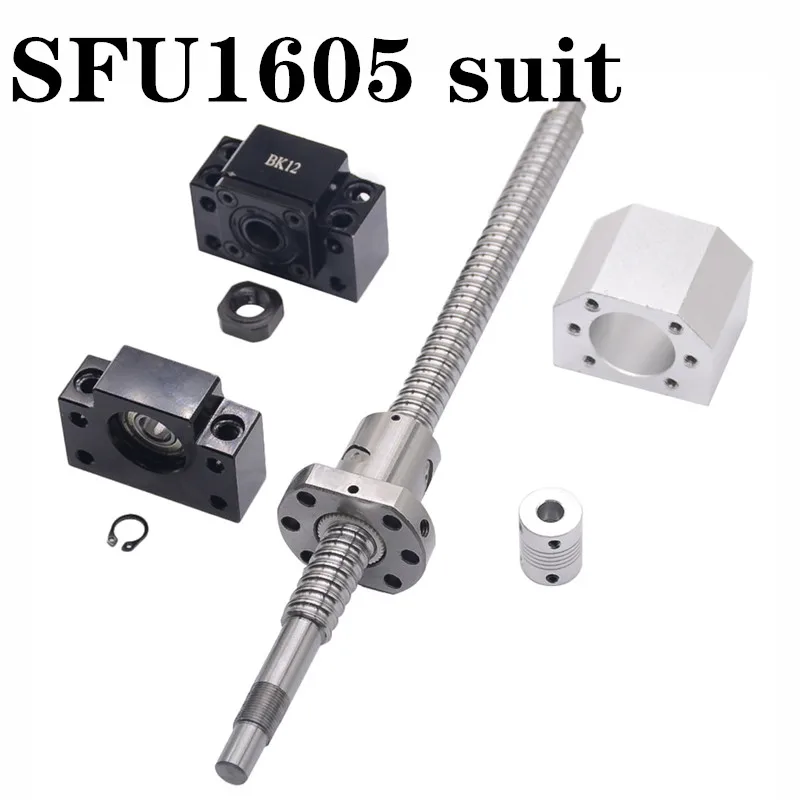 

SFU1605 set:SFU1605 rolled ball screw C7 with end machined + 1605 ball nut + nut housing+BK/BF12 end support + coupler RM1605