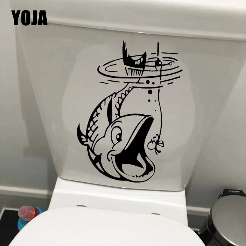YOJA 17.2X24.8CM стены Стикеры смешные рыбы дизайн домашний декор Бумага сиденье для