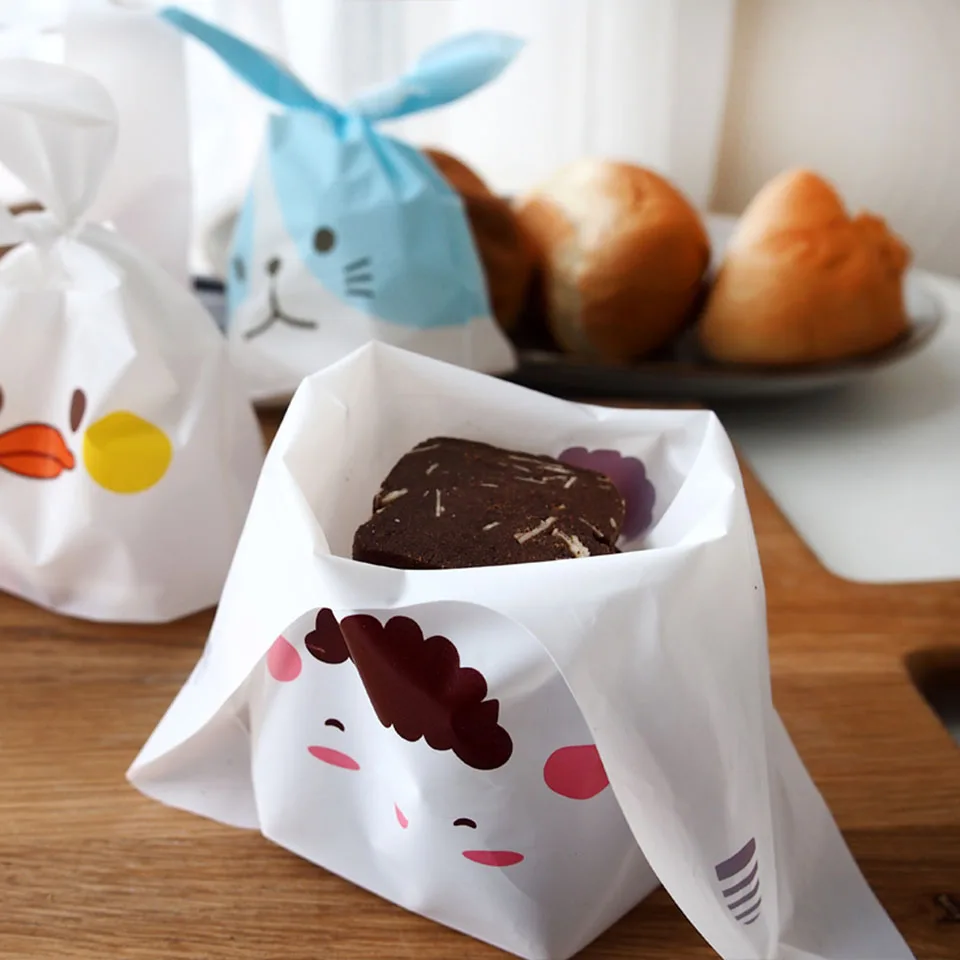 50 шт Кролик пластиковый мешок свадебные сувениры и подарки милые Кролик уха конфеты, печенье пластиковый подарок мешок украшения на день рождения
