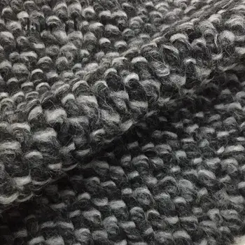 

JaneYU 2019 New Arrival Grey Fluffy Loops Elastic Knitted Wool And Cashmere Fabric Imported Thick Cloth