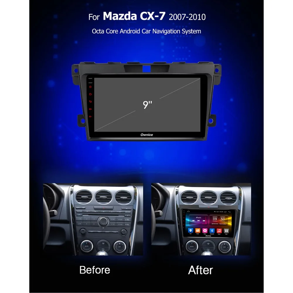 Excellent 9" IPS Android 9.0 8Core 4G+32G Car DVD Player For Mazda CX-7 Cx-7 CX7 CX 7 2010 2011 2012 2013 2014 2015 GPS Radio DSP CarPlay 1