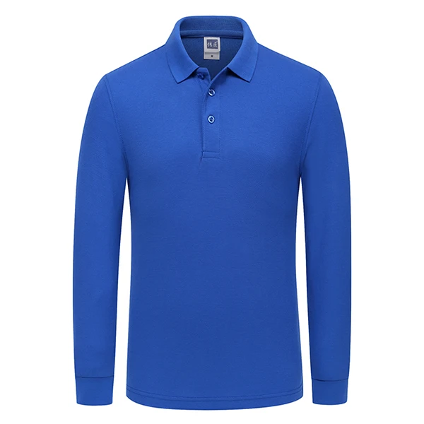 Пользовательские вышитые мужские рубашки с длинными рукавами-Персонализированная вышивка поло футболки компании Рабочая форма Рабочая одежда - Цвет: Синий