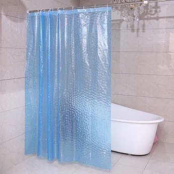 

3D New Design Plastic No Odors Clear Eva Shower Curtain Heavy Duty Water Cube Watercube Blue Plastic Shower Curtain 3D