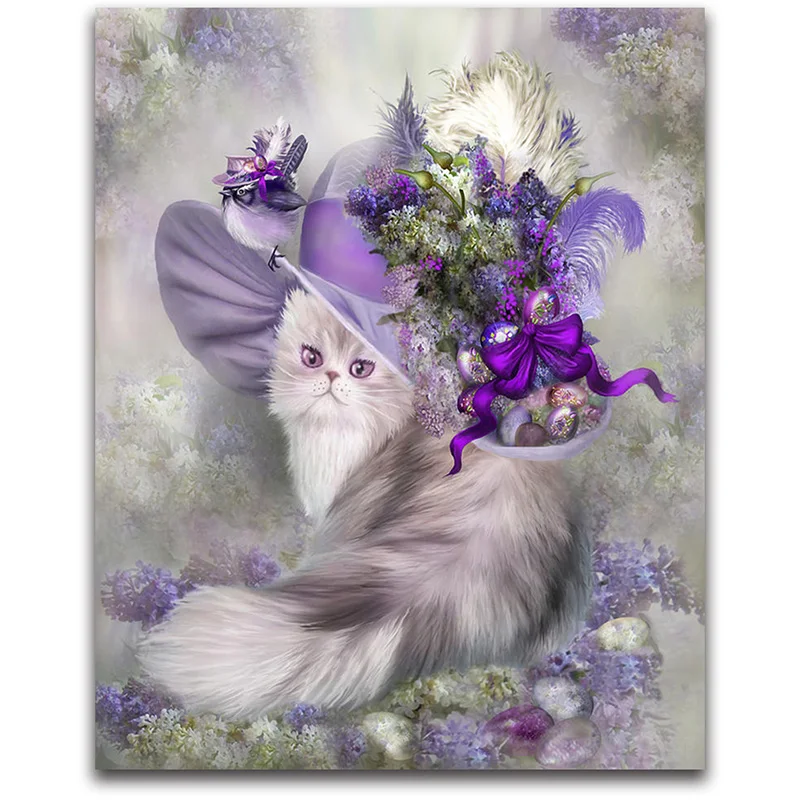 

5D DIY Diamond Painting"Noble cat"Full Square Diamond Embroidery Cross Stitch cartoon Rhinestone Mosaic Painting Home Decoration