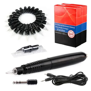 

Professional 2-In-1 Rotary Hybrid Tattoo Pen Machine Gun Permanent Makeup Eyebrow Lip Pen Kit +20Pcs Needle Cartridges