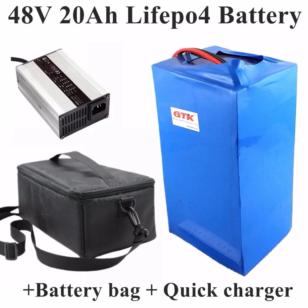 48V 2400W LiFePO4 батарея 20AH Электрический велосипед аккумулятор Lifepo4/LFP 50A BMS с сумкой +