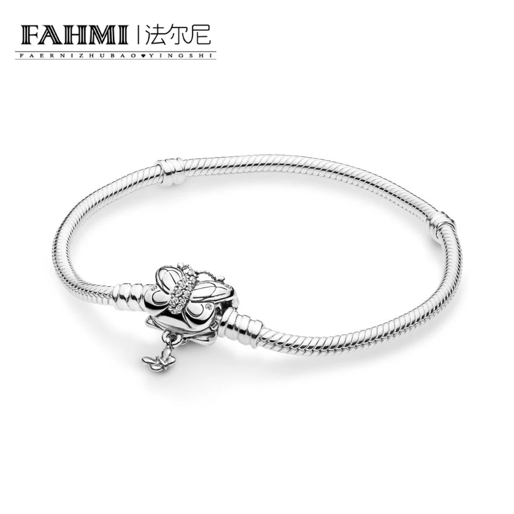 

FAHMI 100% 925 Sterling Silver New 2019 Spring 1597929CZ Moments Bracelet with Decorative Butterfly Clasp Quality Jewelry Gift