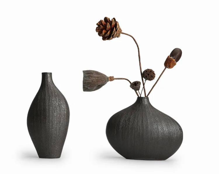 Классическая черная/белая керамическая ваза, китайский художественный декор, фарфоровая ваза для цветов, креативный подарок, домашний декор A