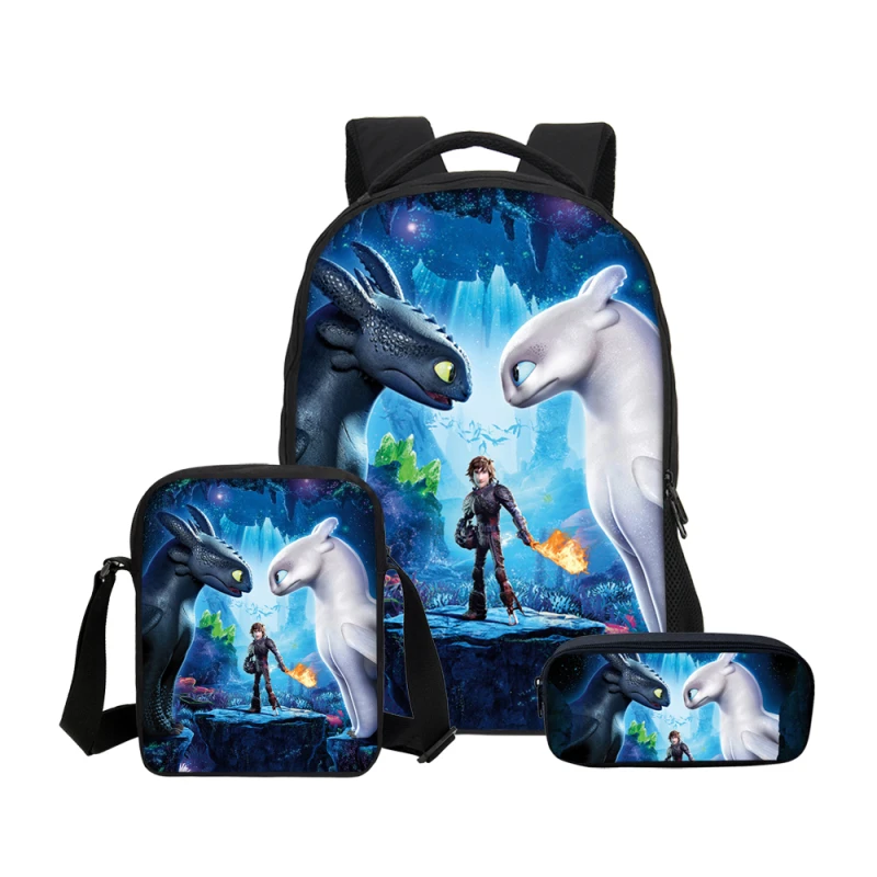 How To Train Your Dragon 3D Printing Backpacks Pencil Bag 3Pcs/Set