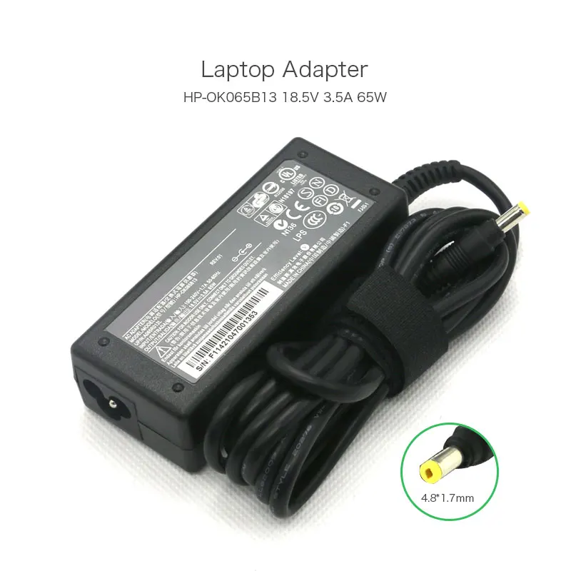 Низкая цена Hipro 18,5 V 3.5A 65 Вт 4,8*1,7 мм PPP009H ноутбук адаптер переменного тока для hp Pavilion DV5100 DV5200 DV6000 DV8000 DV9000 серии