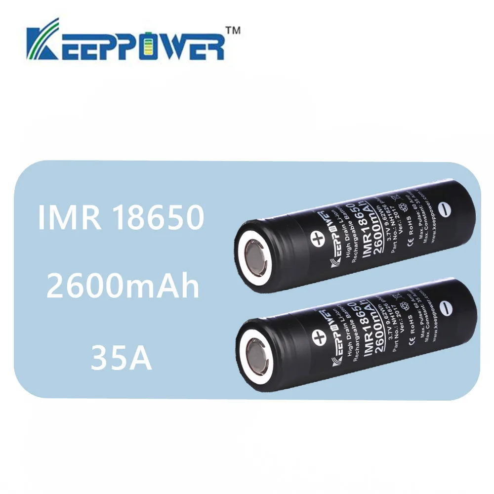 Original 2 pcs KeepPower 35A discharge IMR18650 2600mAh NH1826 plus Li-ion rechargeable battery drop shipping | Электроника