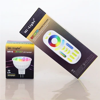 

AC DC 12V MR16 4W RGB CCT Mi Light LED Bulb Dimmable 2.4G RF Remote Wireless WiFi Control RGB+W+WW LED Spot light LED Lamp