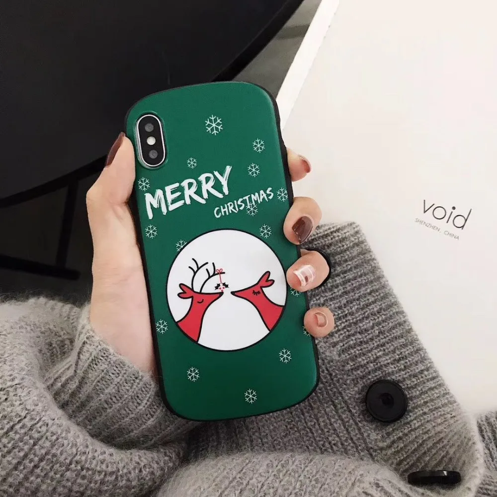Aoweziic Christmas elk couple models for iPhoneX XR XS max mobile phone case 7 8Plus anti-fall arc shell frosted 6s soft shell