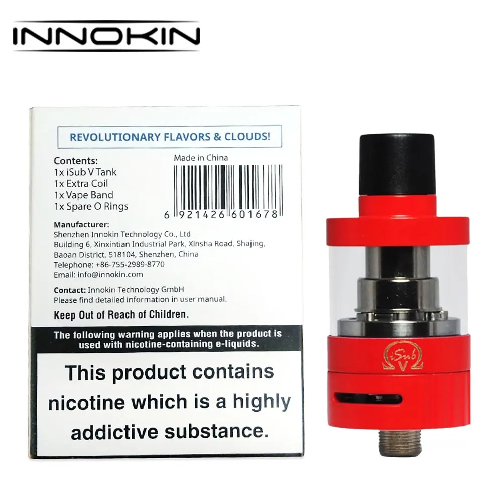 

Original Innokin ISub VE Sub-Ohm Tank 2ml Atomizer with 0.5ohm SS316L BVC Coil Fit VW/TC Mod for Electronic Cigarette Huge Vapor