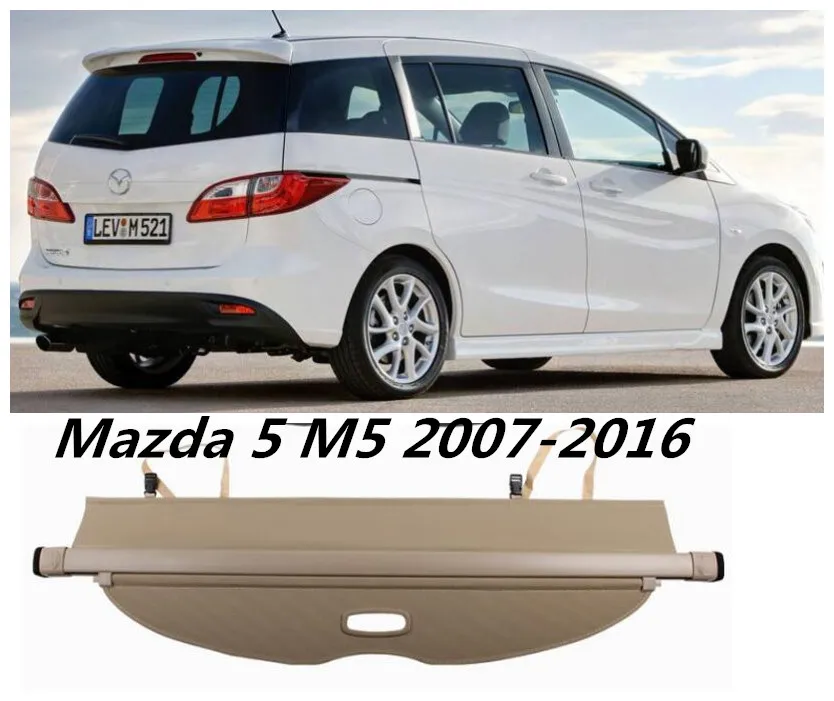 

JINGHANG Car Rear Trunk Security Shield Cargo Cover For Mazda 5 M5 2007-2016 High Qualit Auto Accessories (Black, beige)
