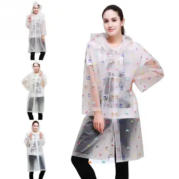 

New Fashion Women Floral Transparent Eva Plastic Girls Raincoat Travel Waterproof Rainwear Adult Poncho Outdoor Rain Coa