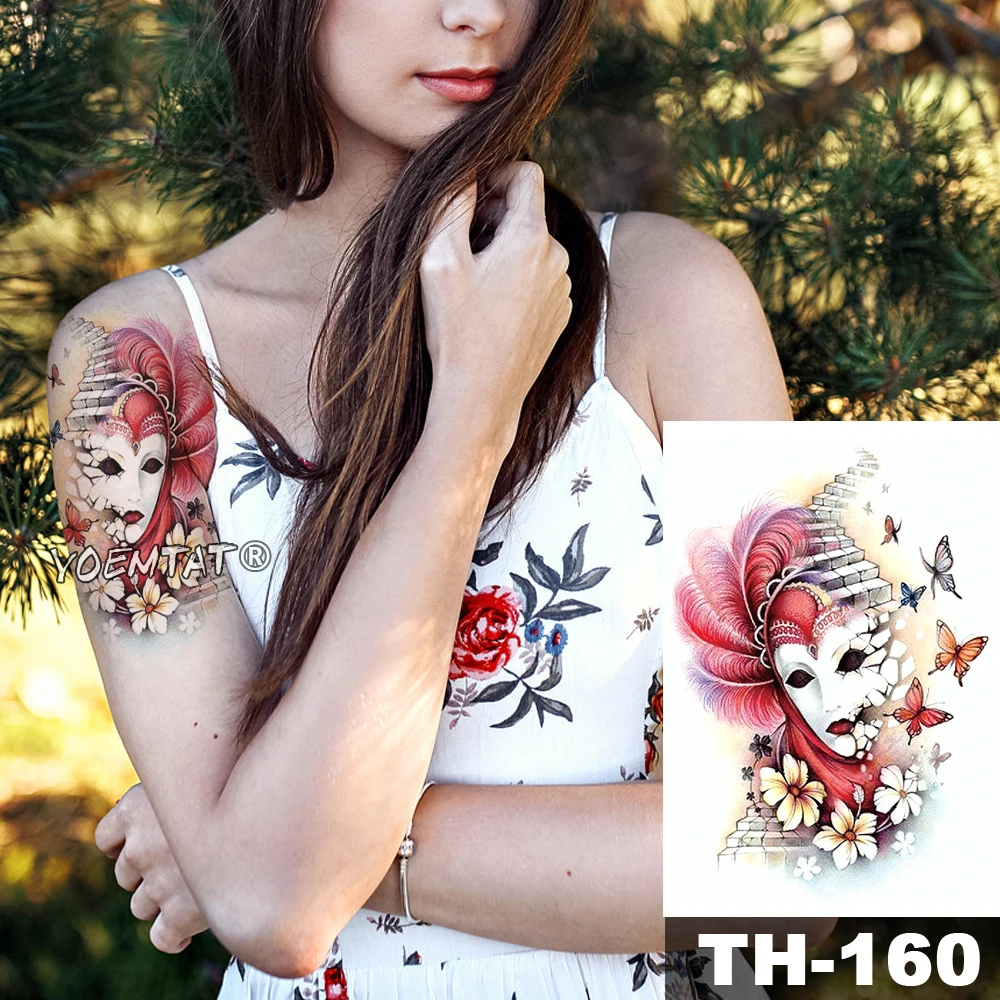 

Waterproof Temporary Tattoo Sticker Venetian mask pattern Water Transfer Flower Stairs body art flash fake tatoo