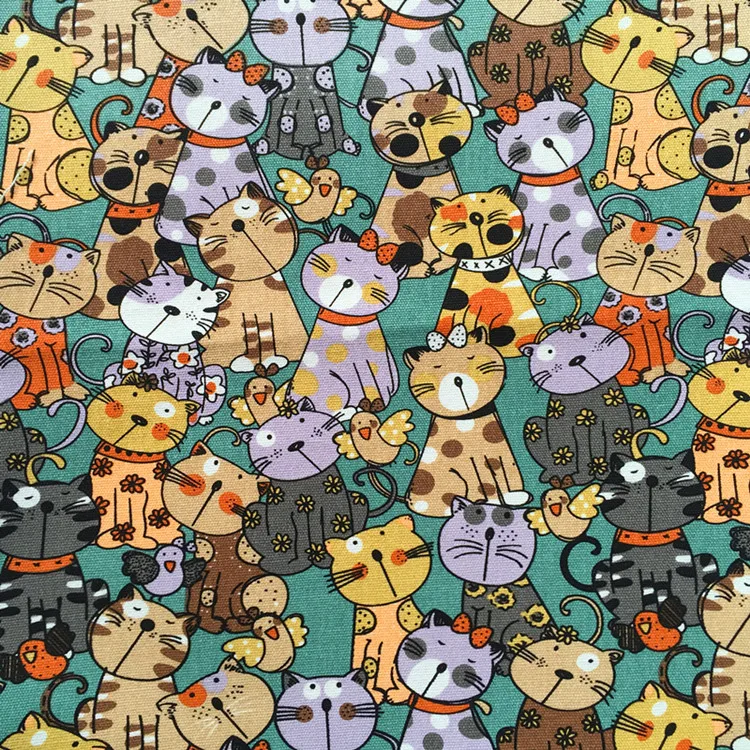 Холщовая Лоскутная Ткань с рисунком кота 90x145 см|fabric patchwork|canvas fabricfabric pattern |