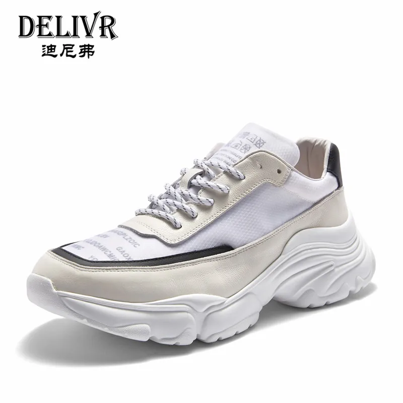 

Delivr Sneakers Men Shoes Casual 2019 New Arrival Fashion White Platform Vulcanized Shoes Men Shoes Genuine Leather Sneakers Men