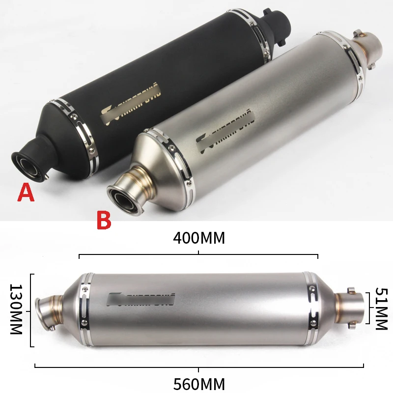 Slip 51mm Inlet Universal Motorcycle ATV Exhaust Muffler Pipe Titanium