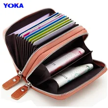 Yoka из натуральной кожи мужчины женщины кошельки кошелек id держатели телячья кожа кредитная карта чехол держателя карты