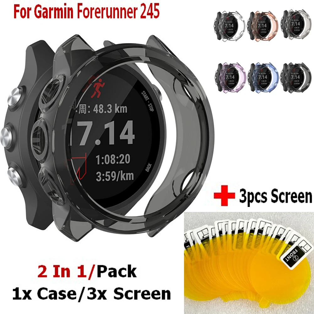 

2 In1 Smart Bracelet Cover For Garmin Forerunner 245 Band Strap Protective Shell Case for Garmin Forerunner 245 Screen film
