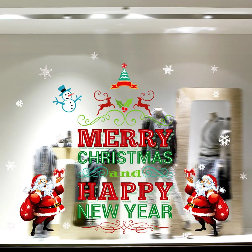 Large Christmas Store Window Stickers New Year Xmas Wall ...