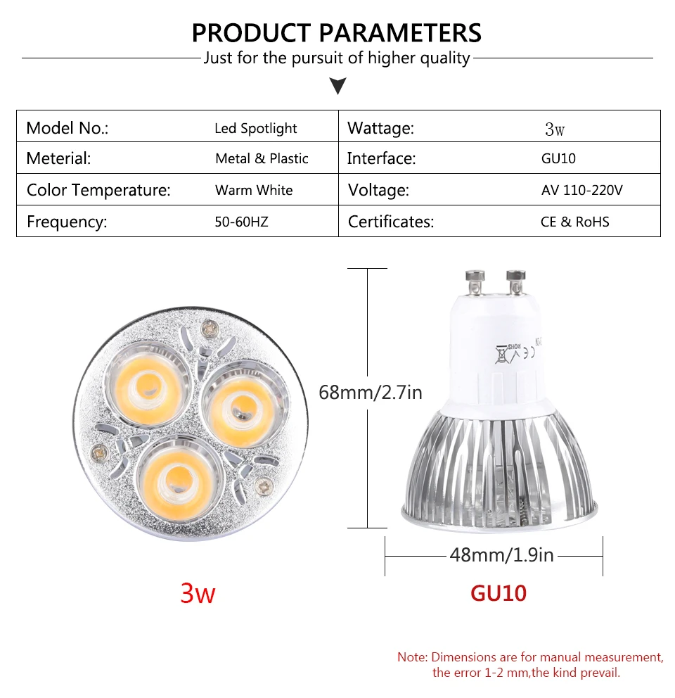 GU10 светодиодный лампа 3 W/4 W Светодиодный прожектор AC85V~ 265 V GU10 супер яркий подходит для Гостиная Спальня коридор Кухня торговый центр