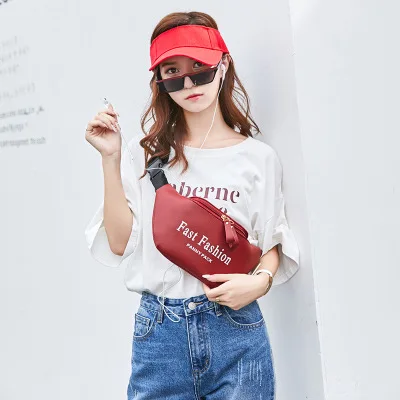 

New Fashion PU Letter Waist Packs Women Travel Blet Bag Fanny Pack Hip Waist Bags Black Red lbolso cintura mujer High Quality