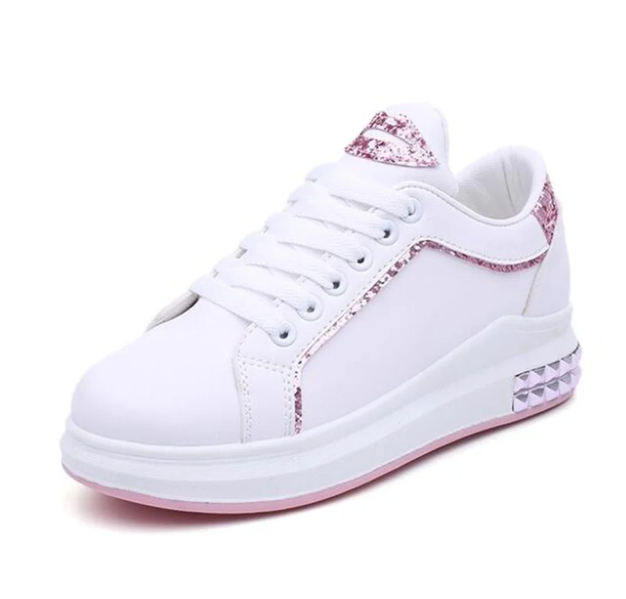 

Board Shoes Female Spring and Autumn New Increase Sports Tie Sequins Small White Shoes Student Shoes Tide Models Women's Shoes