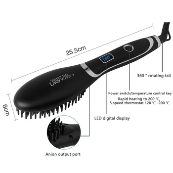 

Professional Hair Brush Fast Hair Straightener Comb Hair Electric Brush Comb Irons Auto Straight Hair Comb With LCD Screen