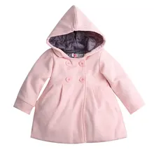 2017 Nouveau Bébé Enfant En Bas Âge Filles Automne Hiver Corne Bouton À Capuchon De Pois Manteau Survêtement Veste