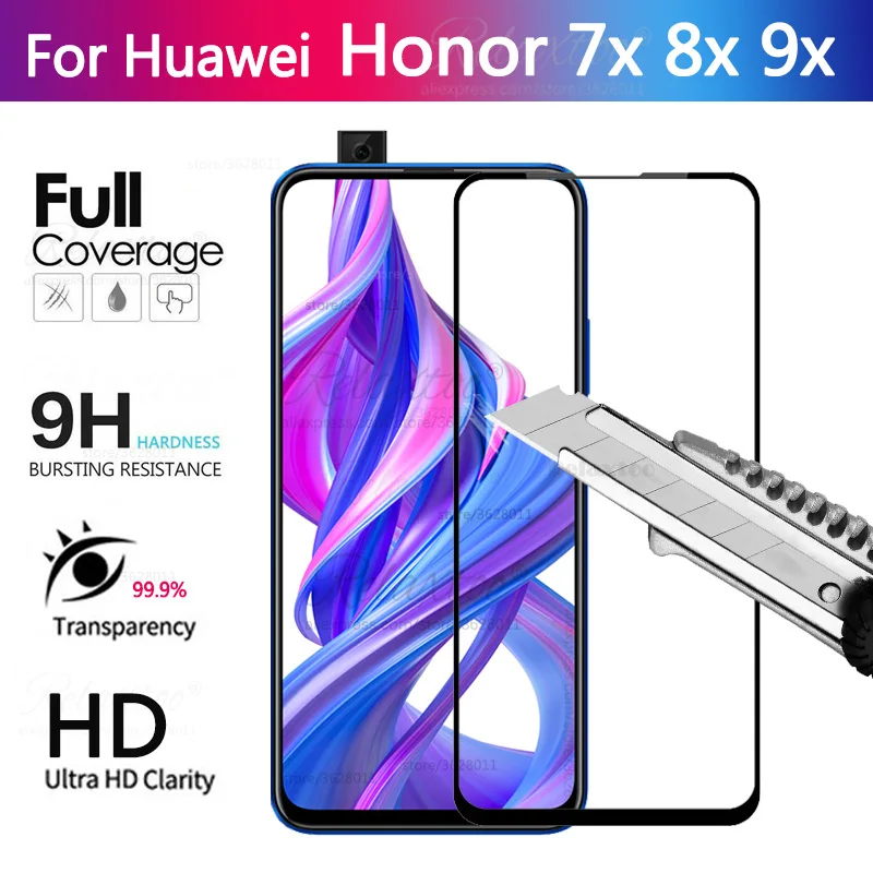 

Full cover tempered glass For Huawei Honor 9x 8x 7x Screen Protector glass For honor 9 8 7 x x8 honor8x Protective Film Glas 9H