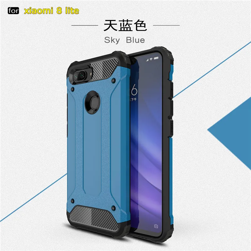 Для Xiaomi mi 8 Lite противоударный жесткий защитный чехол для Xio mi Xiaomi mi 8 Lite чехол s - Цвет: sky blue