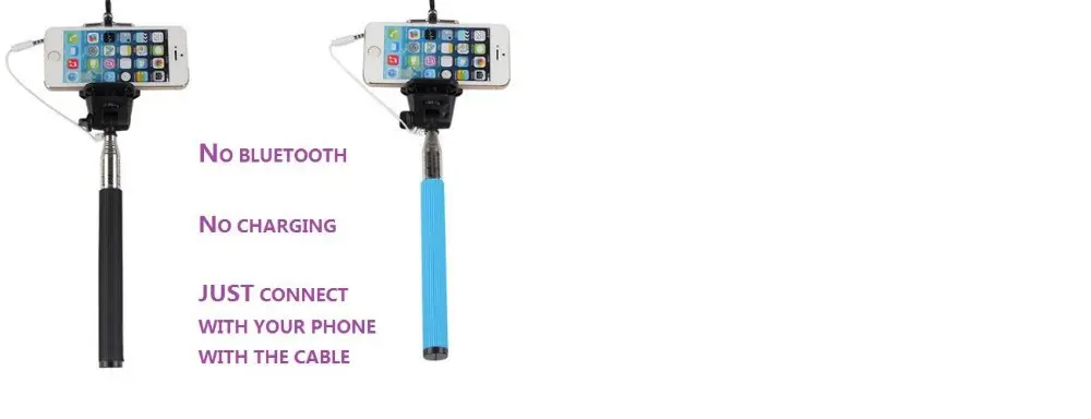 Universal аудио кабель проводная Selfie палочка переносной выдвижная монопод для Iphone IOS