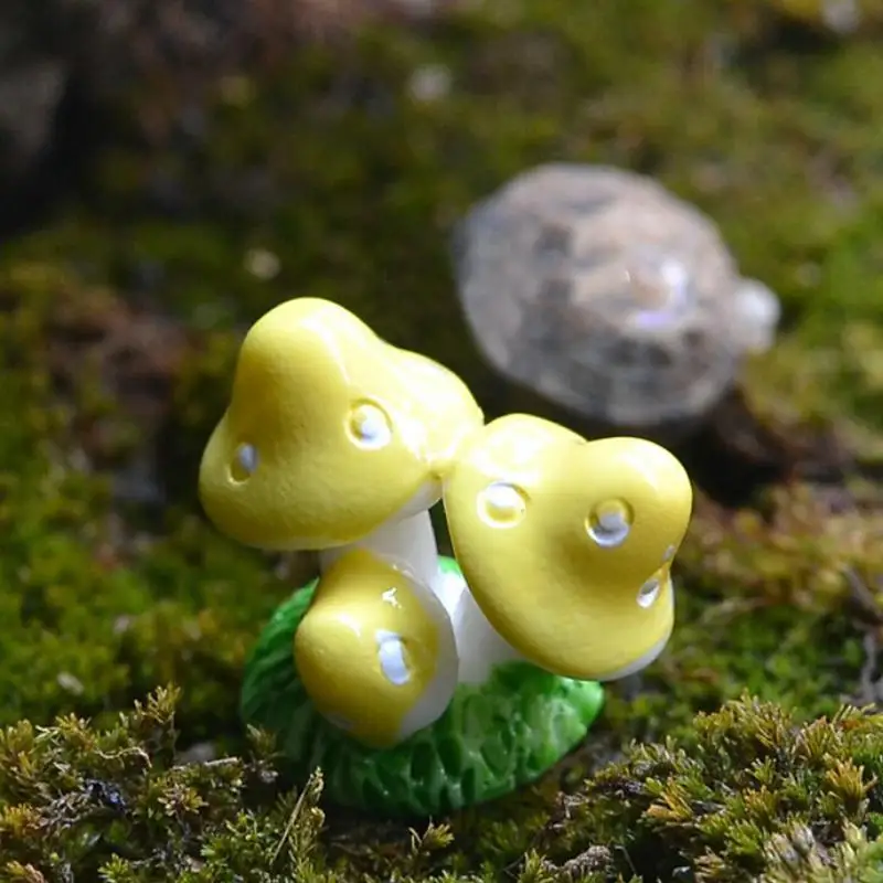 Mini Mushroom Ornament 1 Pcs Resin Mushrooms Fairy Garden Ornament Bonsai Plants Pots Fairy DIY Doll House Decoration