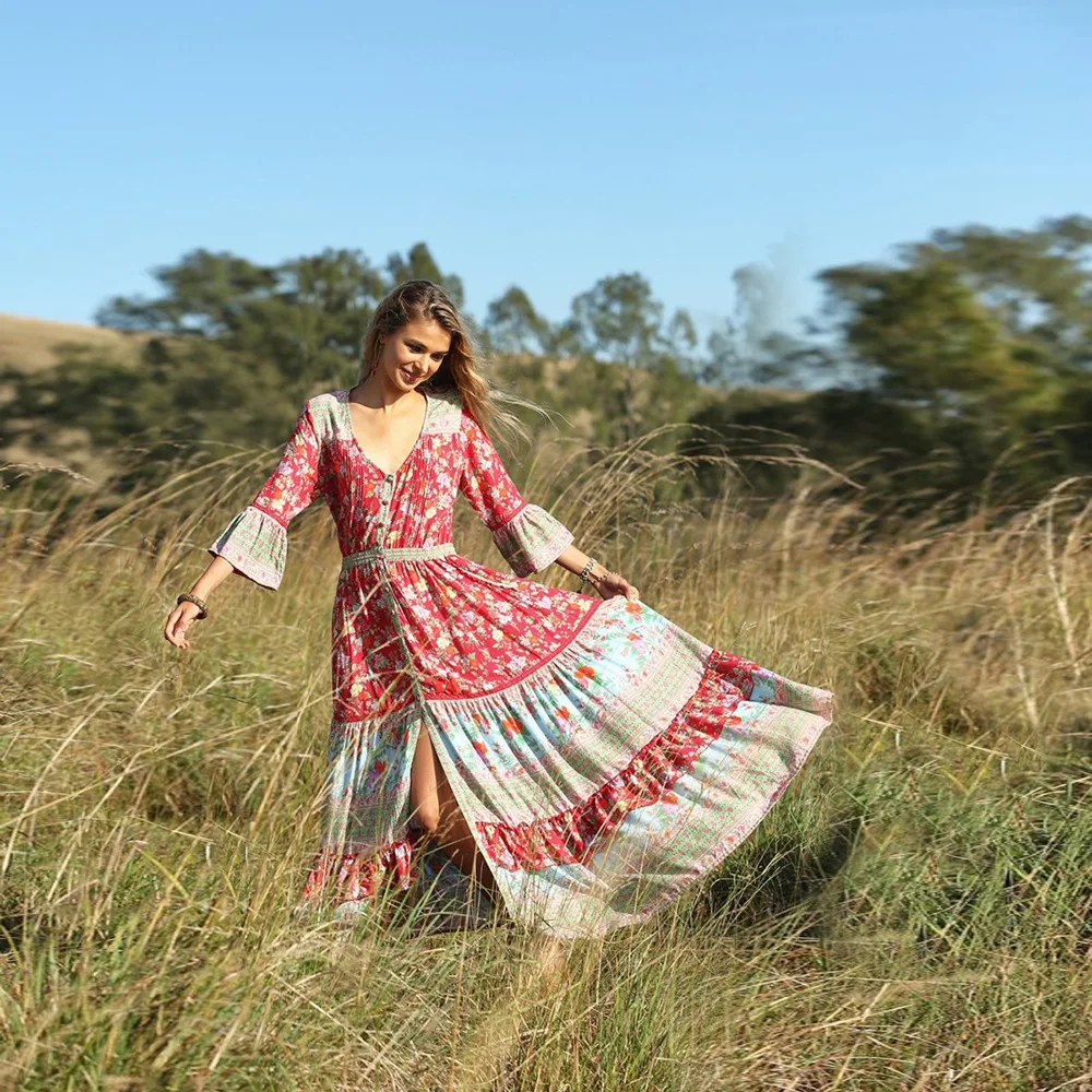 Платье в стиле Boho-Chic, Элегантное летнее женское парео, женские пляжные платья, кафтан, Saida De Praia Feminino,, богемная одежда, длинное