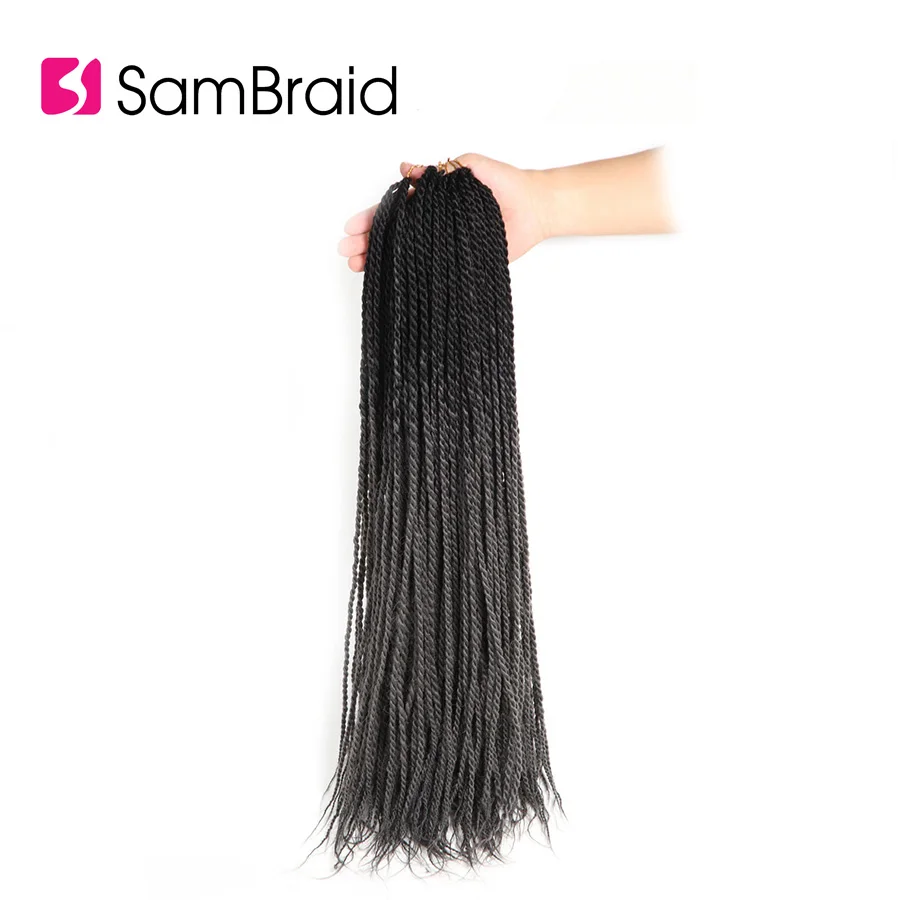 SAMBRAID 24 дюймов Омбре Сенегальские накрученные волосы для наращивания крючком коса 30 корней/упаковка синтетические волосы для женщин розовый, серый - Цвет: #30