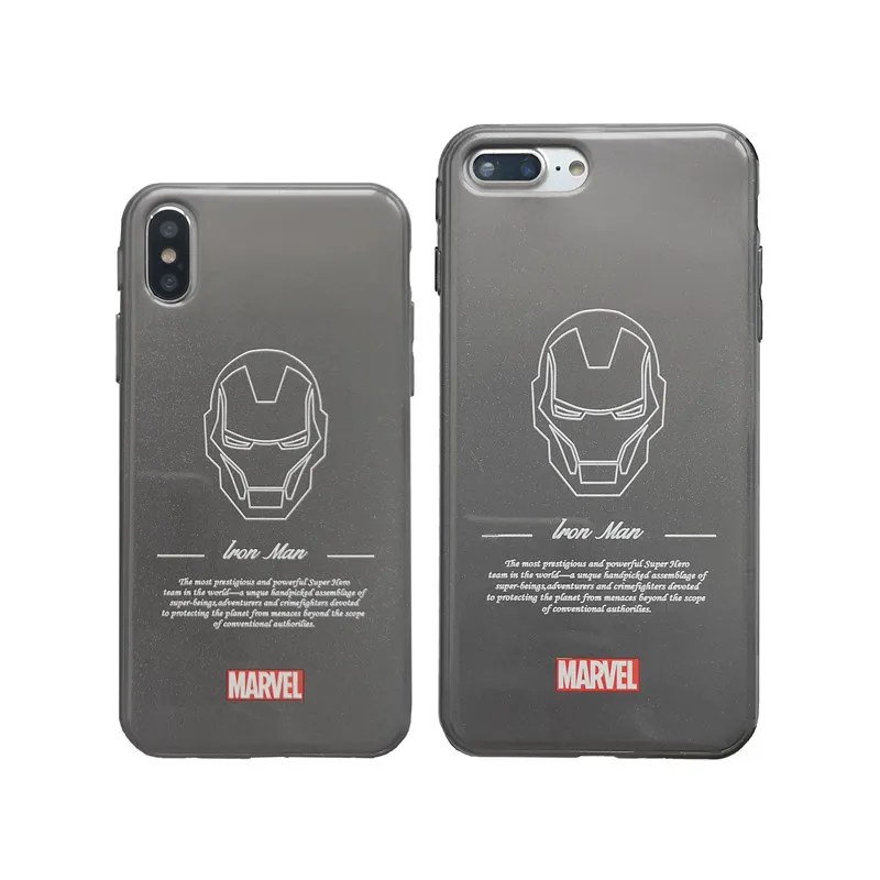 

Bright glitter varnish protective cover for iphone 6 S 7 8 Plus X 10 XR XSMax Marvel Iron Man fashion mobile phone case