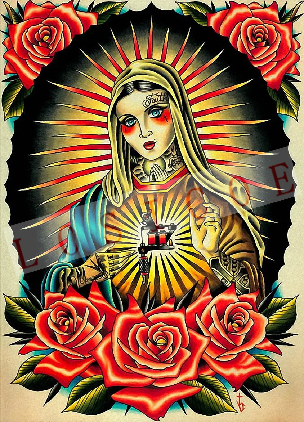 

Vintage Old Shool Tattoo Posters Kraft Paper Inkjet Printing Painting Wall Sticker Antique Collection Home Decoration 30X42 CM