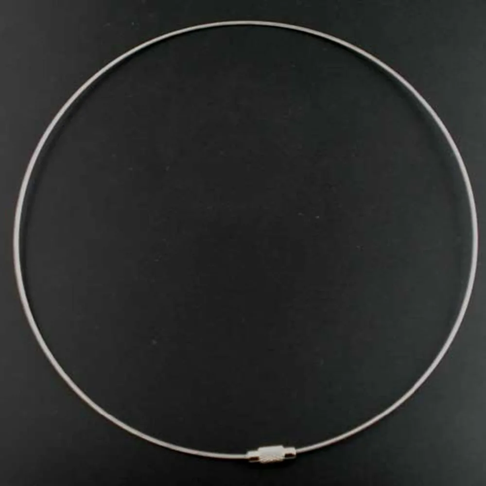 DoreenBeads Steel Wire Collar Neck Round Necklace Gray With Screw Clasp DIY Making Jewelry Findings 46cm(18 1/8") long, 10 PCs Necklace Making Supplies