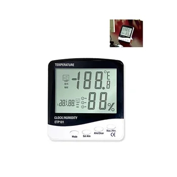 

High Sensitive Digital Range 0-50 Degree 20-90 Percent RH Thermometer Hygrometer Temperature Humidity Gauge Meter Alarm Clock